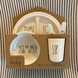 Rae Dunn children’s dining melamine gift set.